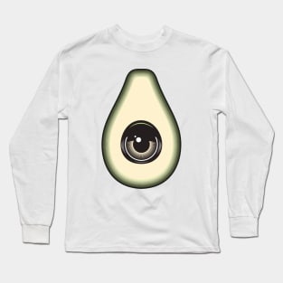 Avocado with an eye. Black and white. Long Sleeve T-Shirt